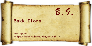 Bakk Ilona névjegykártya